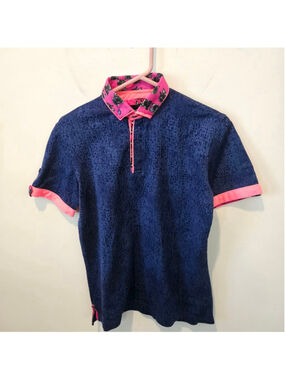 Men's MACEOO Blue & Pink Mozart Cloudy Polo Shirt S Luxury Brand